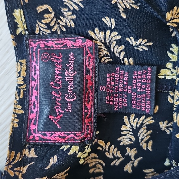 April Cornell Rayon Dark Prairie Folk Floral Boho Maxi Dress, Small - Picture 11 of 15